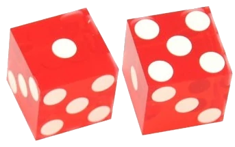 Dé de casino rouge transparent